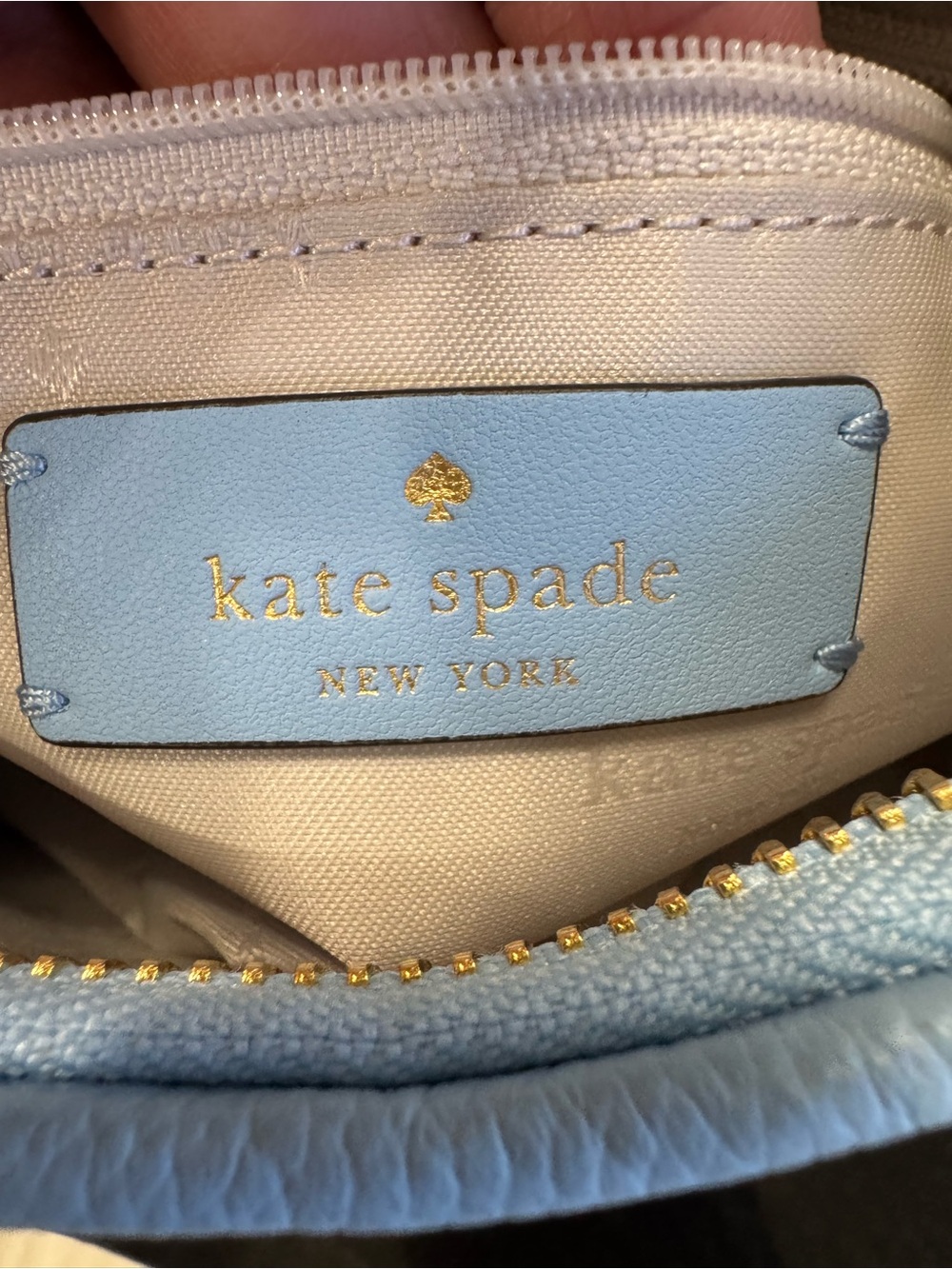 🩵♠️Kate Spade Kayla Woven Leather Small Shoulder Bag Blue NWT Gold Hardware - Picture 11 of 14